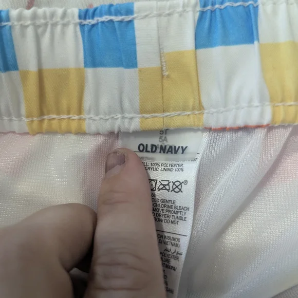 Old Navy Boys Colorblock Check Swim Trunks - Blue, Yellow, Orange, White - Picture 3 of 3